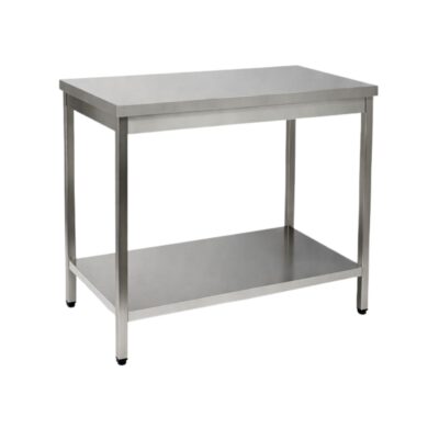 Mesa de Trabajo Central Desmontable de Acero Inoxidable con Estante 600×600