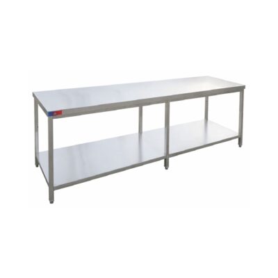 Mesa de Trabajo Central Desmontable de Acero Inoxidable con Estante 2500×700